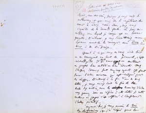ボードレールの編集者Auguste Poulet-Malassis（1825-78）に宛てた「Les Fleurs du Mal」の出版に関する手紙の2ページ目（1857年2月20日頃）（紙にペンとインク 作： Charles Pierre Baudelaire