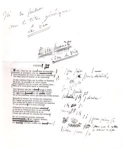 &39;L&39;Ame du vin&39;校正済み校正刷り（紙にペンとインク） 作： Charles Pierre Baudelaire