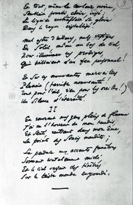 Reve Parisien」直筆詩（紙にペンとインク）（モノクロ写真 作： Charles Pierre Baudelaire