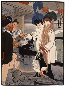 軍艦、1900年頃（版画） 作： Charles Pourriol