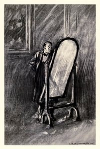 ロバート・ルイス・スティーブンソン（1850-1894）の「ジキル博士とハイド氏の奇妙な事件」から、チャールズ・レイモンド・マカオリ（1871-1934）の絵による「もう一人の自分の恐ろしさ」という一つの考えだけで占められている。 作： Charles Raymond Macauley