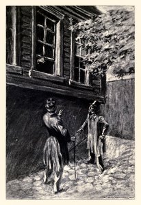 ロバート・ルイス・スティーブンソン（1850-1894）の「ジキル博士とハイド氏の奇妙な事件」から、チャールズ・レイモンド・マコーリー（1871-1934）の絵による「彼らはそれを見たが、ほんの一瞬だった」。