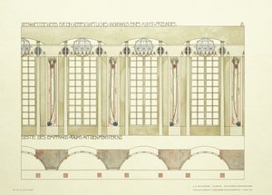 レセプションと音楽室、1901年頃（カラーリトグラフ） 作： Charles Rennie (after) Mackintosh