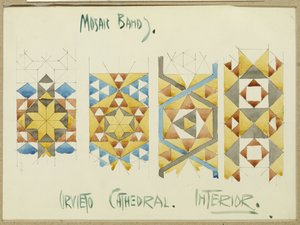 モザイクバンドの研究シート、オルヴィエート大聖堂、1891年 作： Charles Rennie Mackintosh