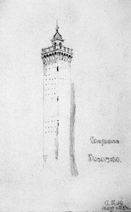 鐘楼、ボローニャ、1891 作： Charles Rennie Mackintosh
