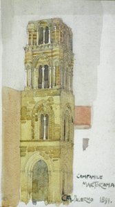 カンパニールマルトラマ、パレルモ、1891年（鉛筆と水彩画） 作： Charles Rennie Mackintosh