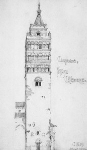 鐘楼、ピストイア大聖堂、1891 作： Charles Rennie Mackintosh