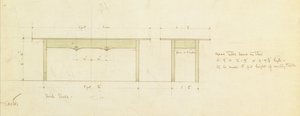 ダイニングテーブルと小さなテーブルのデザイン (水彩) 作： Charles Rennie Mackintosh
