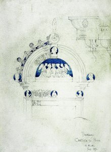 戸口、パヴィア修道院、1891年（紙に鉛筆と水彩） 作： Charles Rennie Mackintosh
