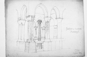 回廊の噴水、モンレアーレ、1891 作： Charles Rennie Mackintosh
