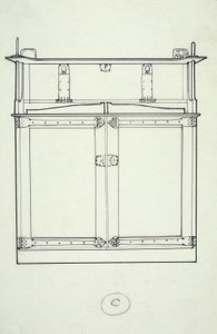 家具の線画（キャビネット）、1910年頃（紙にインク） 作： Charles Rennie Mackintosh