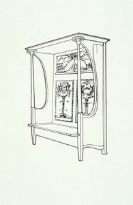 家具の線画（食器棚）、1910年頃（紙にインク） 作： Charles Rennie Mackintosh