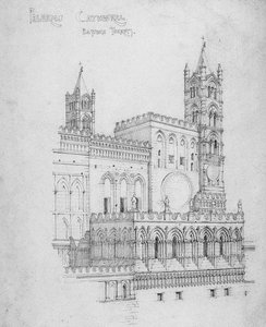 パレルモ大聖堂、東部砲塔、1891年 作： Charles Rennie Mackintosh