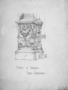 台座のスケッチ、シエナ大聖堂、1891 作： Charles Rennie Mackintosh