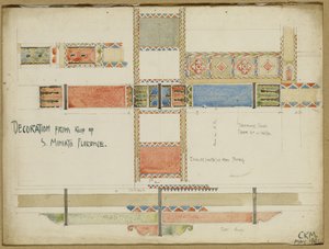 装飾天井パネルの研究、サンミニアート、フィレンツェ、1891年 作： Charles Rennie Mackintosh