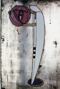 Rowat夫人のために設計された白いキャビネット、1902年（木材、ステンドグラス、エナメル） 作： Charles Rennie Mackintosh