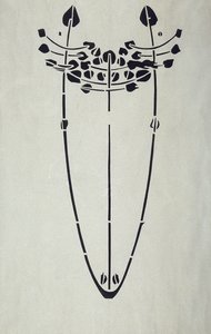 壁の装飾のためのオリジナルのマッキントッシュステンシルからのモダンな複製、ツリーモチーフ、1902（カートリッジ紙のポスターカラー）