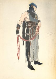 Le Mort de Tintagilesの女王のしもべのための衣装デザイン、1912年（紙にトイレ） 作： Charles Ricketts