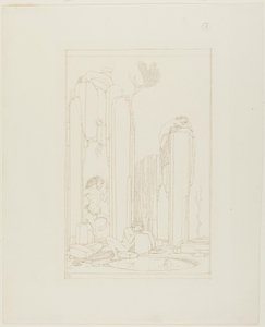 プールサイドの水仙；オスカー・ワイルドの「弟子」の挿絵 作： Charles Ricketts