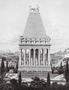 オリジナルの霊廟、紀元前353年頃（リトグラフ） 作： Charles Robert (after) Cockerell