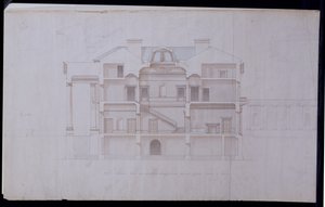 Lough Crew House、アイルランド、ミース州のデザイン、1825年頃（ペンとインク、紙にトイレ） 作： Charles Robert Cockerell