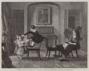 後半の国際展示会で馬で遊んでいる子供たち 作： Charles Robert Leslie