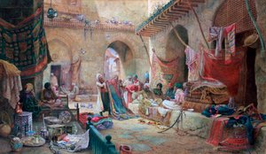 カーペットバザール、カイロ、1887 作： Charles Robertson