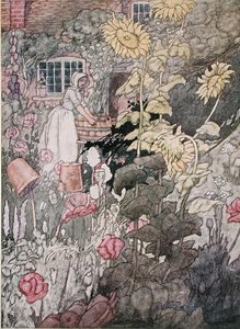 1912年に出版された「A cottage garden」(カラーリトグラフ)
