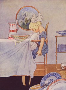 夕食後、しばらく休む（カラーリトグラフ） 作： Charles Robinson