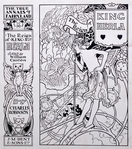 ウィリアム・カントン編集、フェアリーランドの真の年次、ヘラ王の統治の表紙イラスト、1900年発行 作： Charles Robinson