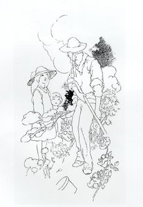 作業中の庭師