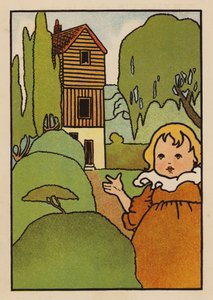 赤ちゃんと鳥』のイラストレーション（カラーリトグラフ） 作： Charles Robinson