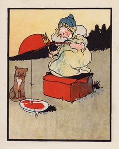 ナンセンス：皿で釣りをする幼児（カラーリトグラフ） 作： Charles Robinson