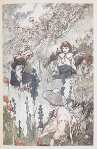 秘密の花園の子供たちメアリー・レノックス、コリン・クレイヴン、ディコン・サワービー。 作： Charles Robinson