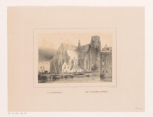 ロッテルダムのグローテまたはシント ローレンス教会の眺め La Cathedrale / 大聖堂教会 (オブジェクトのタイトル) Vues et Monuments de la ville de Rotterdam / ロッテルダム市の景色とモニュメント (シリーズ タイトル) 作： Charles Rochussen