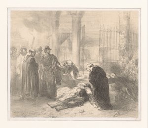 ロミオとジュリエットの死体、悲しみに暮れる人々の中に 作： Charles Rochussen