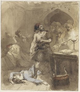 ムーア人の部屋の床に横たわる男女 作： Charles Rochussen