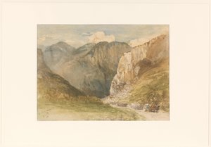 ザンクト ガレン州の山々 の間の道路上の牛車 作： Charles Rochussen