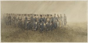 荒野での歩兵大隊の一時停止 作： Charles Rochussen