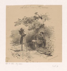 他のアーティストとの会話で画家を休ませる オランダの最も有名な画家たちの絵画、素描、素描のホランシェ派 (シリーズ タイトル) 作： Charles Rochussen