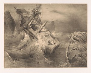 激しい嵐で遭難した船 作： Charles Rochussen