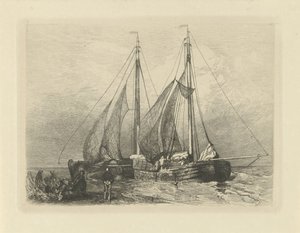 ビーチで帆船 作： Charles Rochussen