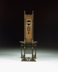 ピアスデザインのサイドチェア、1899年頃（オークの彫刻）