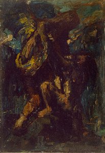 天使と格闘するヤコブ、19世紀 作： Charles S Ricketts