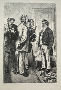 私たちのクリスマスの七面鳥、心配するボブスビー氏 作： Charles Samuel Keene