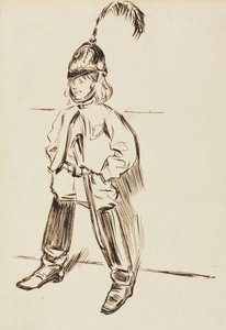 子供のヘルメットとブーツの研究。 作： Charles Samuel Keene