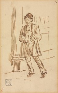 銀行を通り過ぎる酔っぱらいの研究 作： Charles Samuel Keene