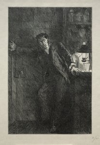 毛皮の裏地付きコート 作： Charles Samuel Keene