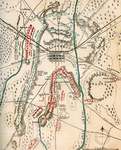 ペンシルバニア州ゲティスバーグの戦いの地図、1863 年 7 月 1 ～ 3 日、1862 ～ 1867 年。 作： Charles Sholl