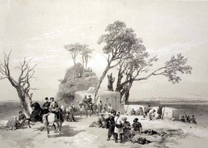 パンジャブ州1845年2月10日にイギリス軍に占拠されたローダワラの前哨基地、James Duffield Harding (1798-1863)が彫った「Recollections of India」のプレート8（リトグラフ） 作： Charles Stewart (after) Hardinge